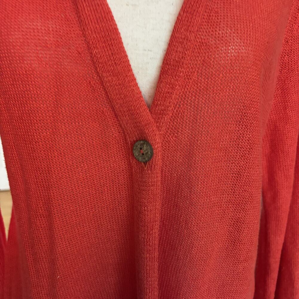 J. JILL Size Small Reddish Orange Linen blend Cardigan One Button Sweater - Picture 4 of 6